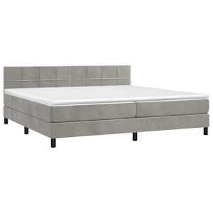Box spring postel s matrací a LED světle šedá 200x200 cm samet - obrázek 3