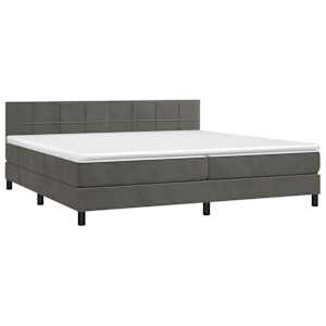 Box spring postel s matrací a LED tmavě šedá 200x200 cm samet - obrázek 3
