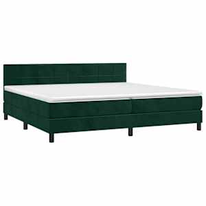 Box spring postel s matrací a LED tmavě zelená 200x200 cm samet - obrázek 3