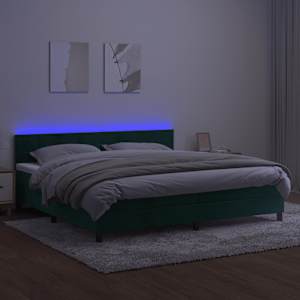Box spring postel s matrací a LED tmavě zelená 200x200 cm samet - obrázek 4