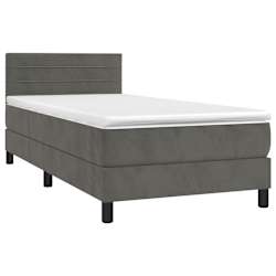 vidaXL Box Spring Bed with Mattress&LED Dark Grey 80x200cm Velvet