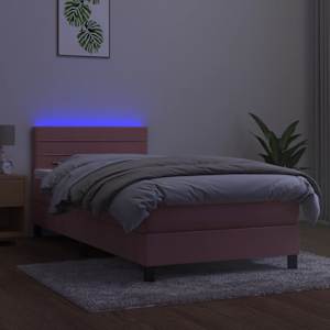 Box spring postel s matrací a LED růžová 80 x 200 cm samet - obrázek 4