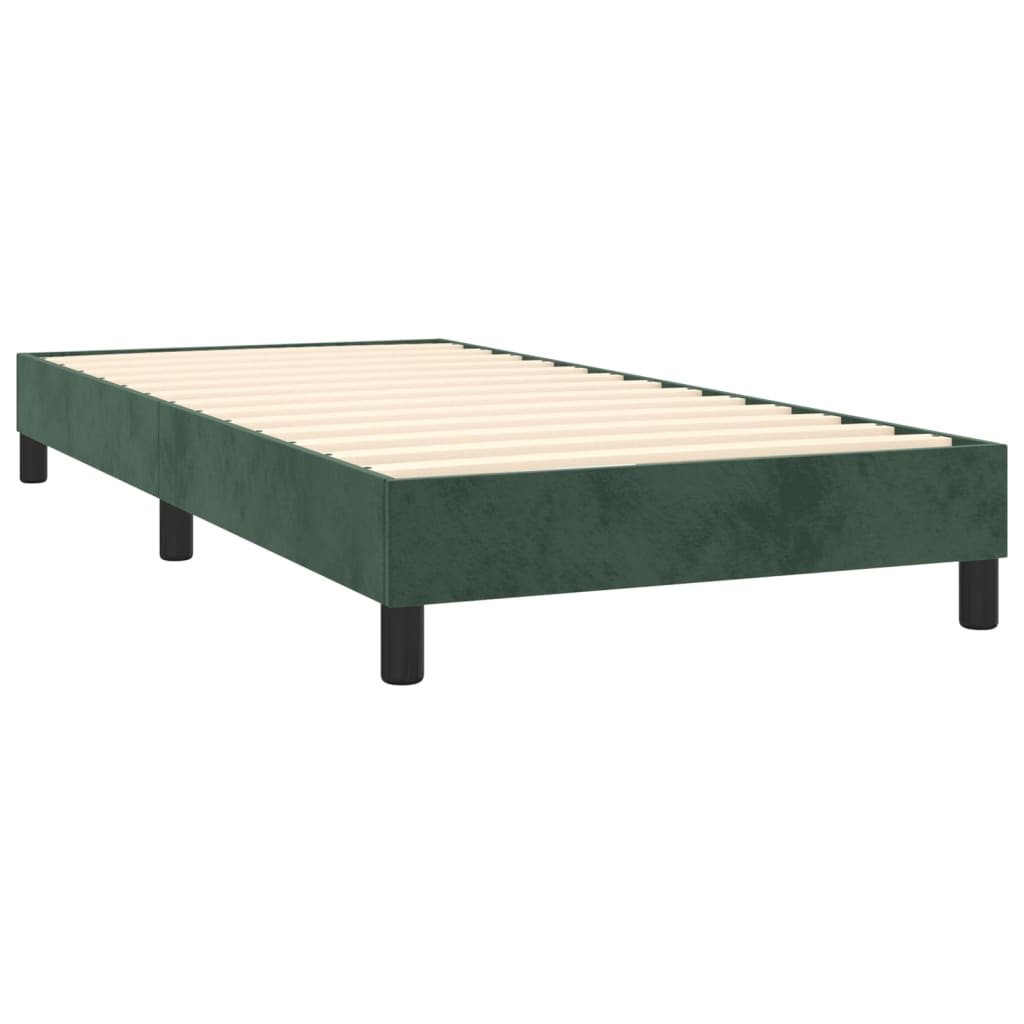 Box spring postel s matrací a LED tmavě zelená 90x190 cm samet