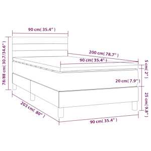 Box spring postel s matrací a LED tmavě zelená 90x200 cm samet - obrázek 8