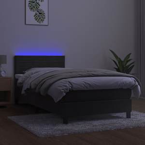 Box spring postel s matrací a LED tmavě šedá 100x200 cm samet - obrázek 4