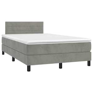 Box spring postel s matrací a LED světle šedá 120x200 cm samet - obrázek 3