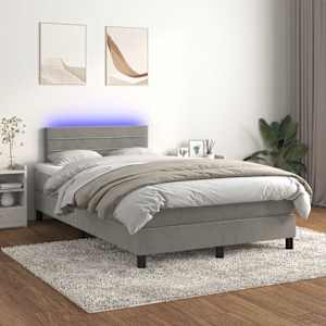 Box spring postel s matrací a LED světle šedá 120x200 cm samet - obrázek 1