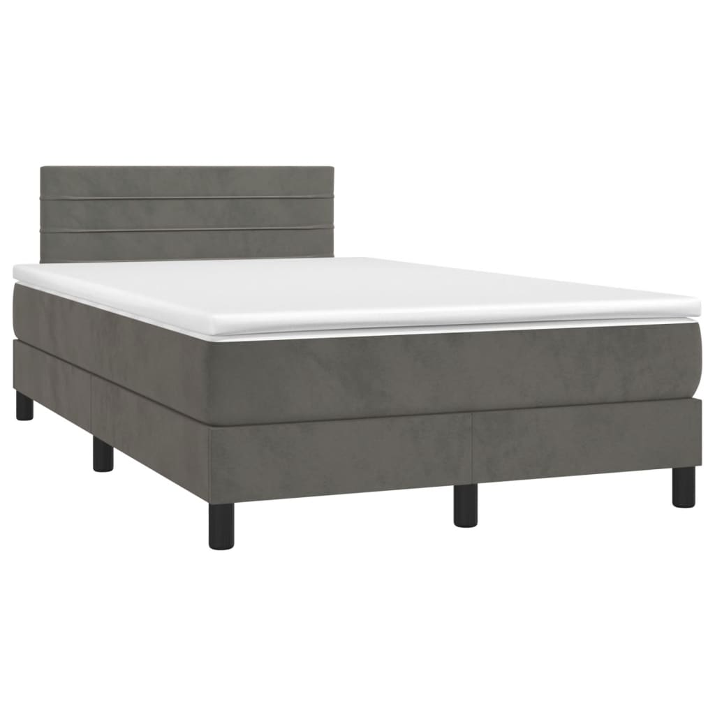 vidaXL Boxspring met matras en LED fluweel donkergrijs 120x200 cm afbeelding