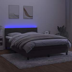 Box spring postel s matrací a LED tmavě šedá 140x190 cm samet - obrázek 4