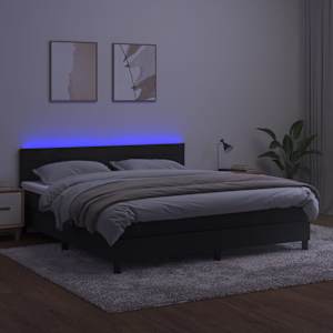 Box spring postel s matrací a LED černá 160x200 cm samet - obrázek 4