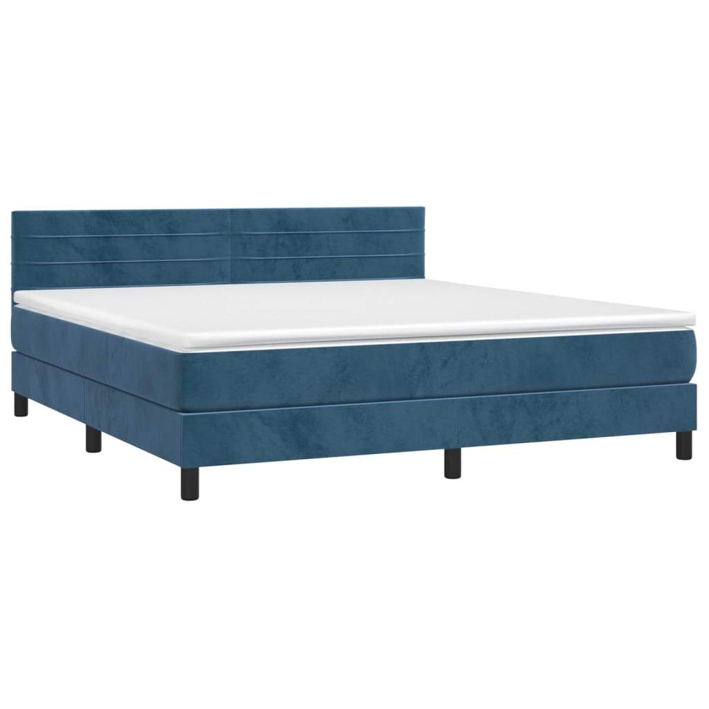 Thumbnail - vidaXL Boxspringbett mit Matratze & LED Dunkelblau 160x200 cm Samt
