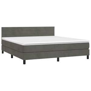 Box spring postel s matrací a LED tmavě šedá 180x200 cm samet - obrázek 3