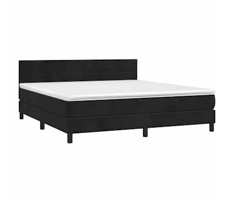 vidaXL Box Spring Bed with Mattress&LED Black 180x200cm Velvet