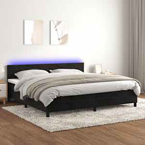 Box spring postel s matrací a LED černá 200x200 cm samet - obrázek 1