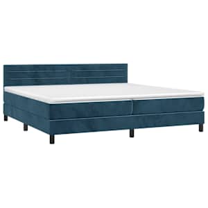 Box spring postel s matrací a LED tmavě modrá 200x200 cm samet - obrázek 3