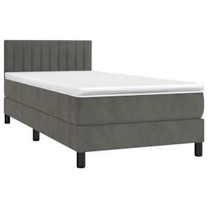 Box spring postel s matrací a LED tmavě šedá 80 x 200 cm samet - obrázek 3