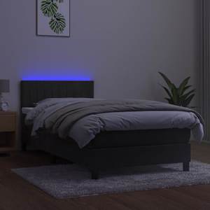 Box spring postel s matrací a LED tmavě šedá 80 x 200 cm samet - obrázek 4