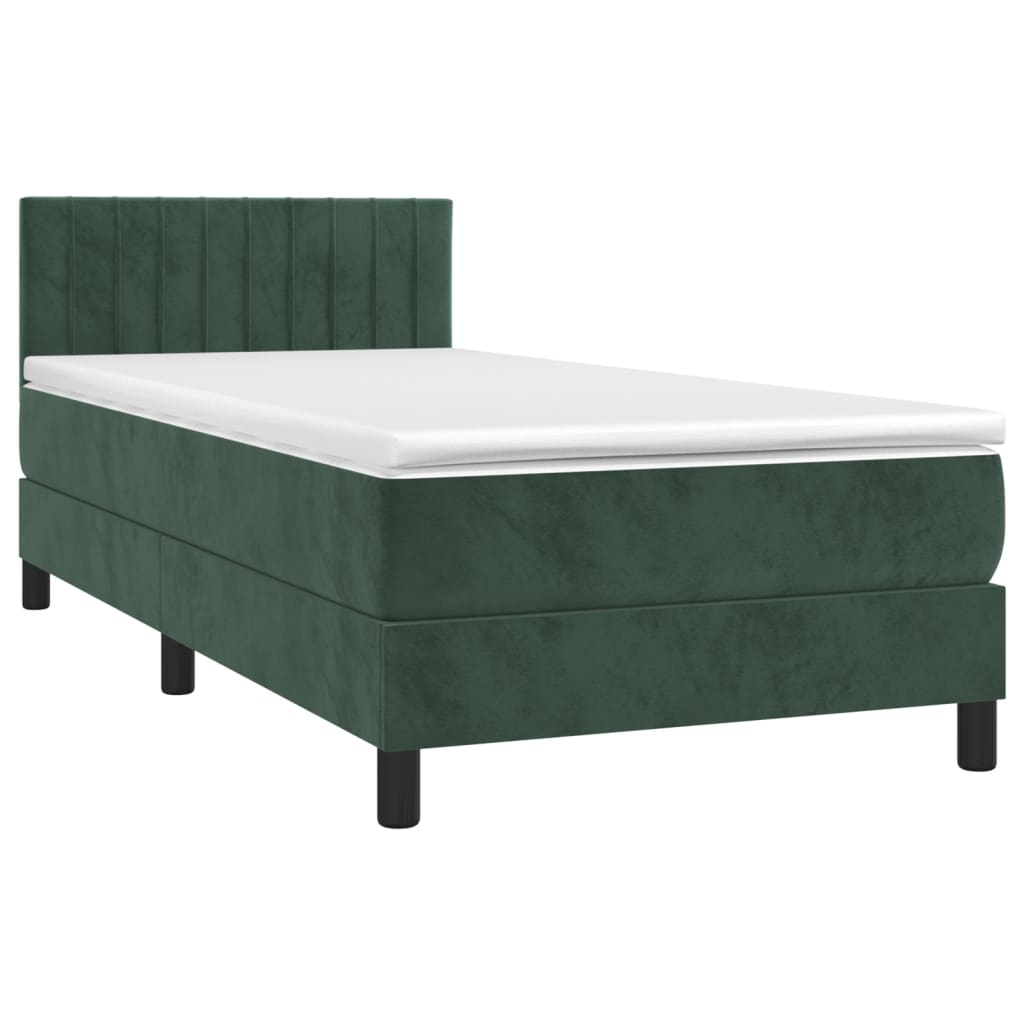vidaXL Boxspring met matras en LED fluweel donkergroen 80x200 cm afbeelding
