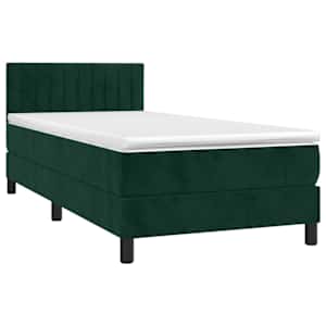 Box spring postel s matrací a LED tmavě zelená 80x200 cm samet - obrázek 3