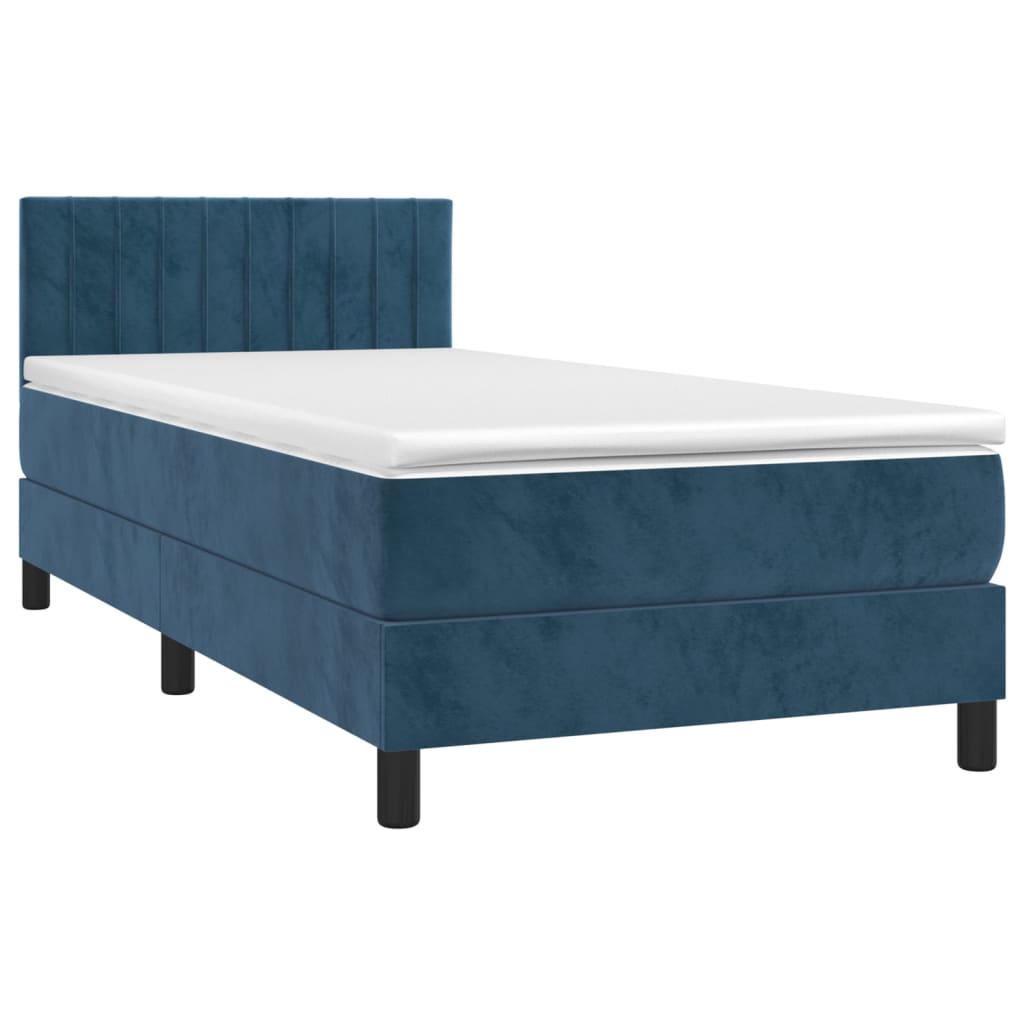vidaXL Boxspring met matras en LED fluweel donkerblauw 80x200 cm afbeelding