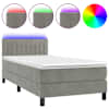 vidaXL kontinentaalvoodi madrats ja LED, helehall, 90x190 cm, samet