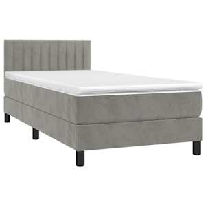 Box spring postel s matrací a LED světle šedá 90x190 cm samet - obrázek 3