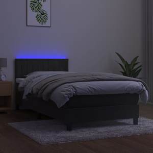 Box spring postel s matrací a LED tmavě šedá 90x190 cm samet - obrázek 4
