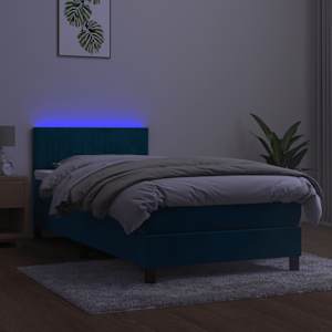 Box spring postel s matrací a LED tmavě modrá 90x190 cm samet - obrázek 4