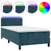 vidaXL kontinentaalvoodi madrats, LED, tumesinine, 90x200 cm, samet