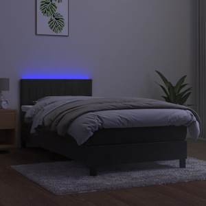 Box spring postel s matrací a LED tmavě šedá 100x200 cm samet - obrázek 4