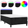 vidaXL kontinentaalvoodi madrats ja LED, must, 100x200 cm, samet
