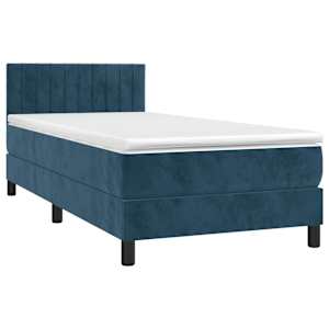 Box spring postel s matrací a LED tmavě modrá 100x200 cm samet - obrázek 3