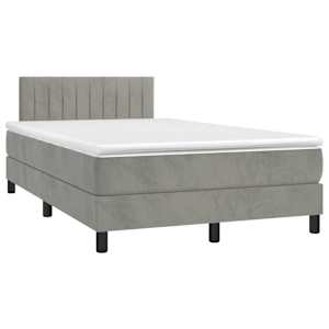 Box spring postel s matrací a LED světle šedá 120x200 cm samet - obrázek 3