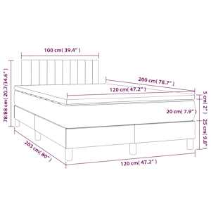 Box spring postel s matrací a LED světle šedá 120x200 cm samet - obrázek 8