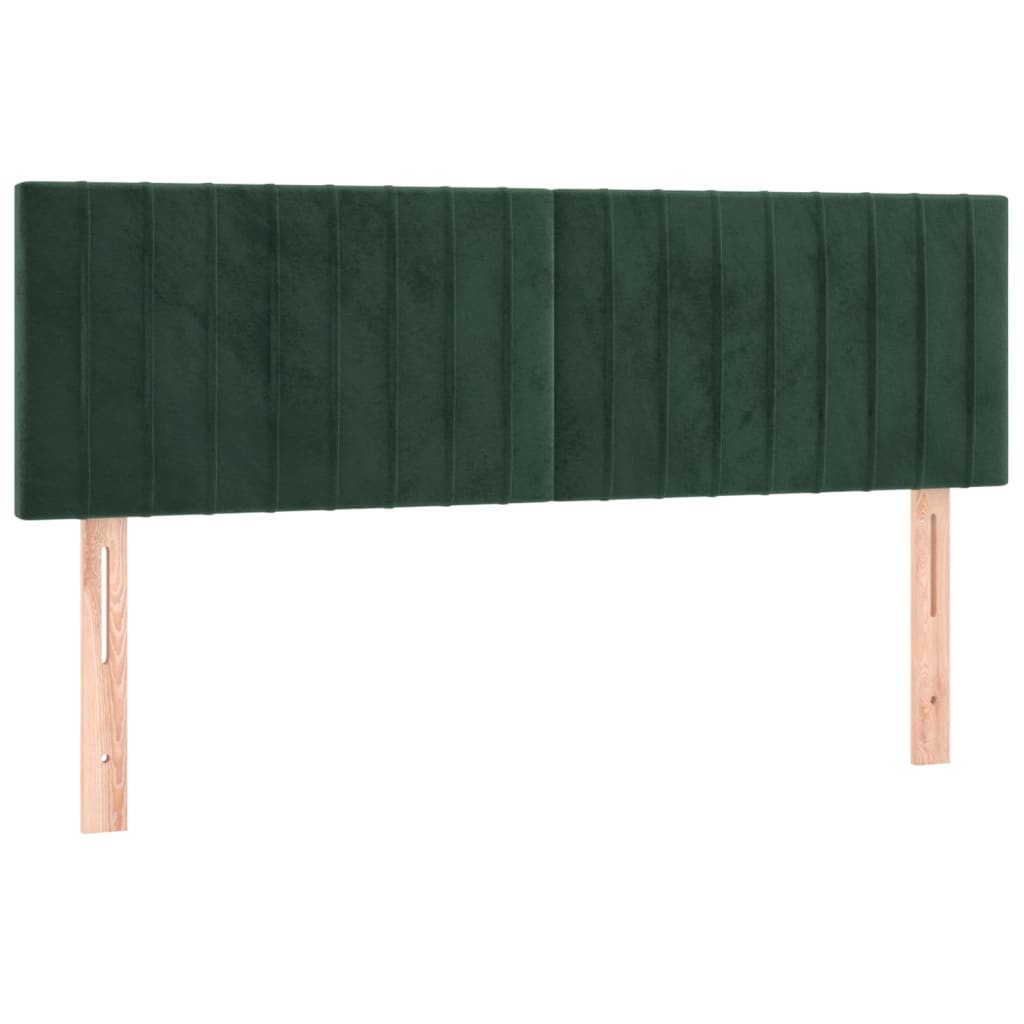 Box spring postel s matrací a LED tmavě zelená 140x190 cm samet