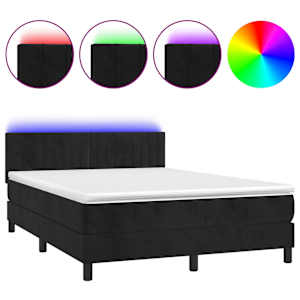 Box spring postel s matrací a LED černá 140x200 cm samet - obrázek 2