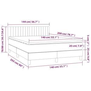 Box spring postel s matrací a LED černá 140x200 cm samet - obrázek 8