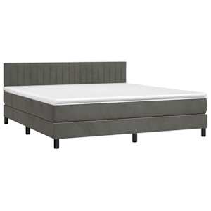 Box spring postel s matrací a LED tmavě šedá 180x200 cm samet - obrázek 3
