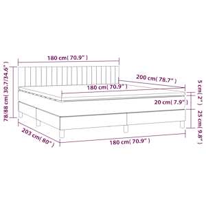 Box spring postel s matrací a LED tmavě modrá 180x200 cm samet - obrázek 9