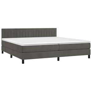 Box spring postel s matrací a LED tmavě šedá 200x200 cm samet - obrázek 3