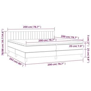 Box spring postel s matrací a LED tmavě modrá 200x200 cm samet - obrázek 9