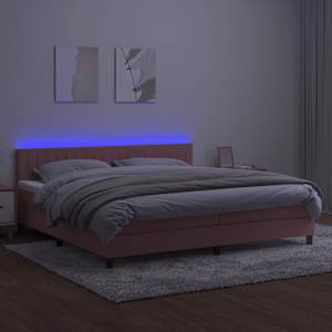 Box spring postel s matrací a LED růžová 200x200 cm samet - obrázek 4