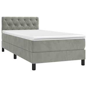 Box spring postel s matrací a LED světle šedá 80 x 200 cm samet - obrázek 3