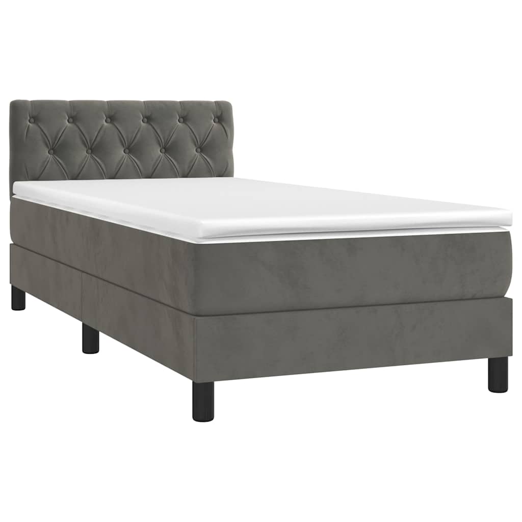 Thumbnail - vidaXL Boxspringbett mit Matratze & LED Dunkelgrau 80x200 cm Samt