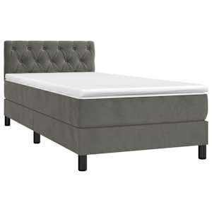Box spring postel s matrací a LED tmavě šedá 80 x 200 cm samet - obrázek 3