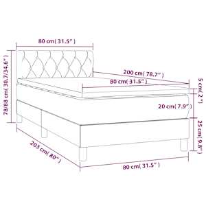 Box spring postel s matrací a LED tmavě šedá 80 x 200 cm samet - obrázek 8
