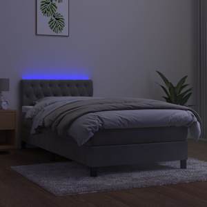Box spring postel s matrací a LED světle šedá 90x190 cm samet - obrázek 4