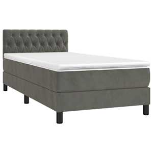 Box spring postel s matrací a LED tmavě šedá 90x190 cm samet - obrázek 3