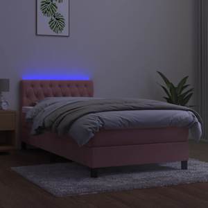 Box spring postel s matrací a LED růžová 90x190 cm samet - obrázek 4