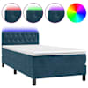 vidaXL kontinentaalvoodi madrats, LED, tumesinine, 90x200 cm, samet